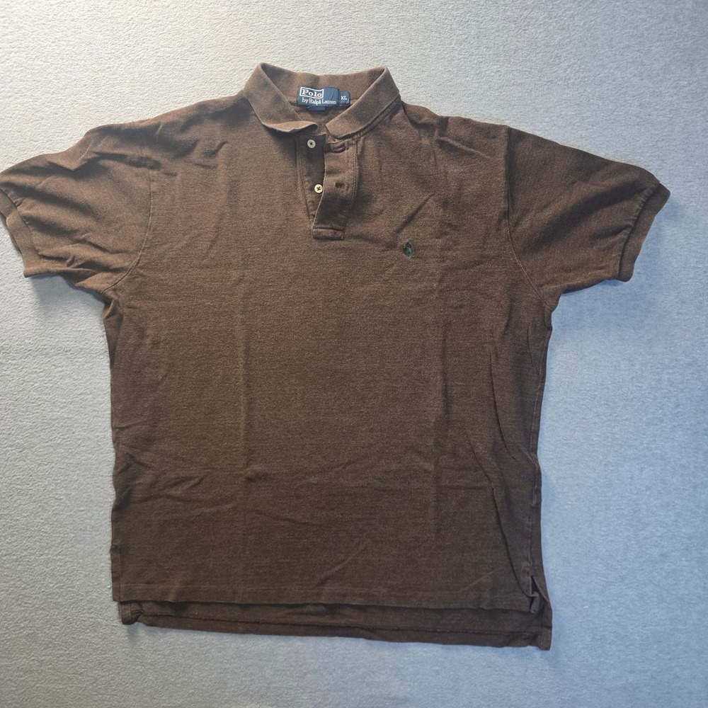 Polo Ralph Lauren Polo Shirt Mens XL Chocolate Brown 100% Cotton Green Pony Logo